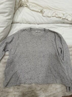 Madewell Heathered Light Gray Speckled Crewneck Sweater